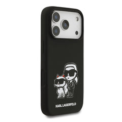 A Photo Of Karl Lagerfeld Liquid Silicone iPhone 17 Pro Max Case with Karl & Choupette Sketch