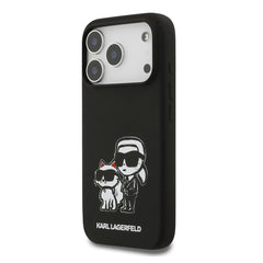 A Photo Of Karl Lagerfeld Liquid Silicone iPhone 17 Pro Max Case with Karl & Choupette Sketch