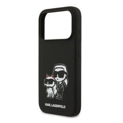 A Photo Of Karl Lagerfeld Liquid Silicone iPhone 17 Pro Max Case with Karl & Choupette Sketch