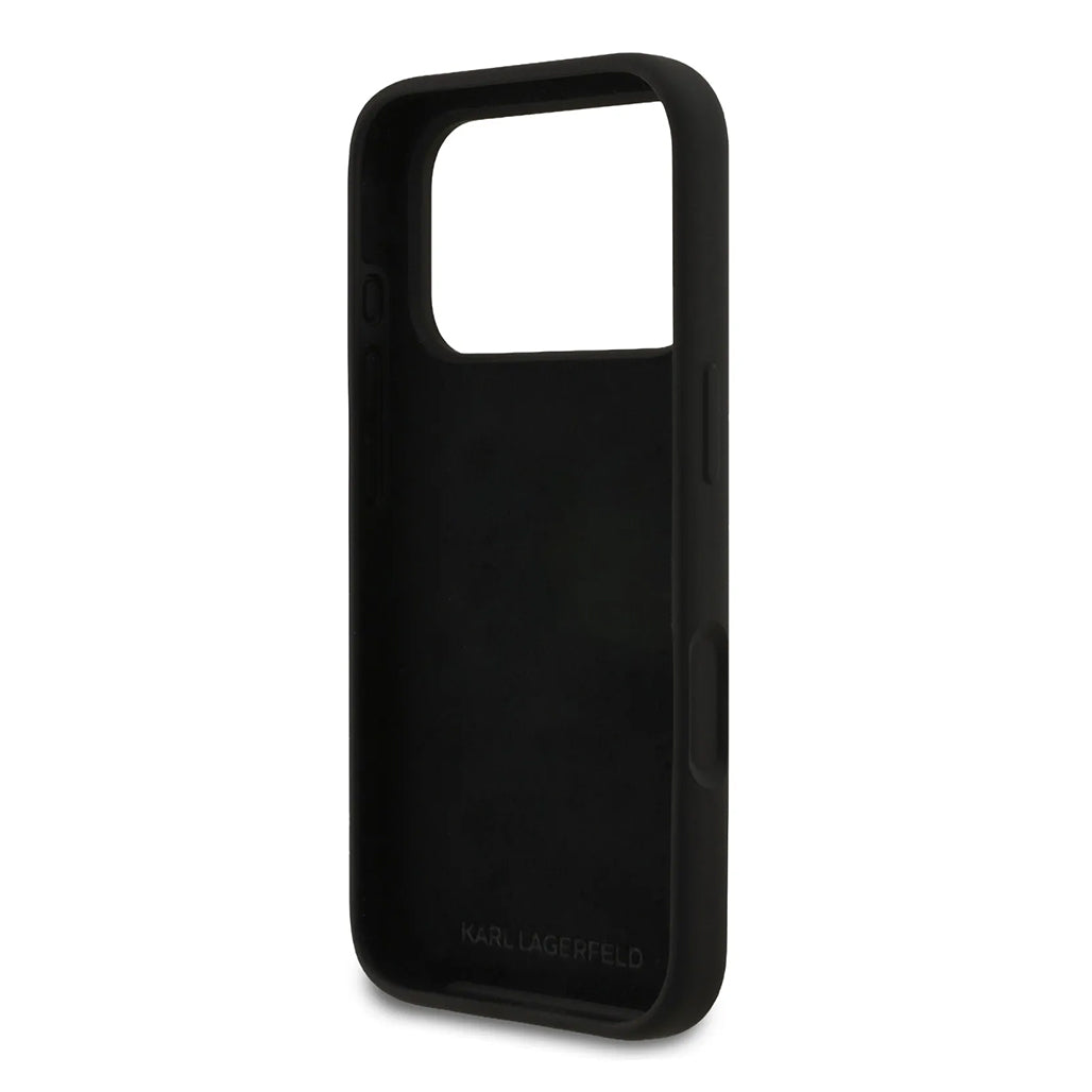 A Photo Of Karl Lagerfeld Liquid Silicone iPhone 17 Pro Max Case with Karl & Choupette Sketch