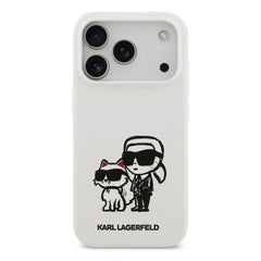 A Photo Of Karl Lagerfeld Liquid Silicone iPhone 17 Pro Max Case with Karl & Choupette Sketch