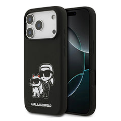 A Photo Of Karl Lagerfeld Liquid Silicone iPhone 17 Pro Max Case with Karl & Choupette Sketch