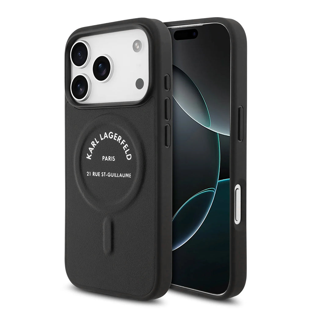 A Photo Of Karl Lagerfeld MagSafe PU Case with RSG Logo Buttons - iPhone 17 Pro