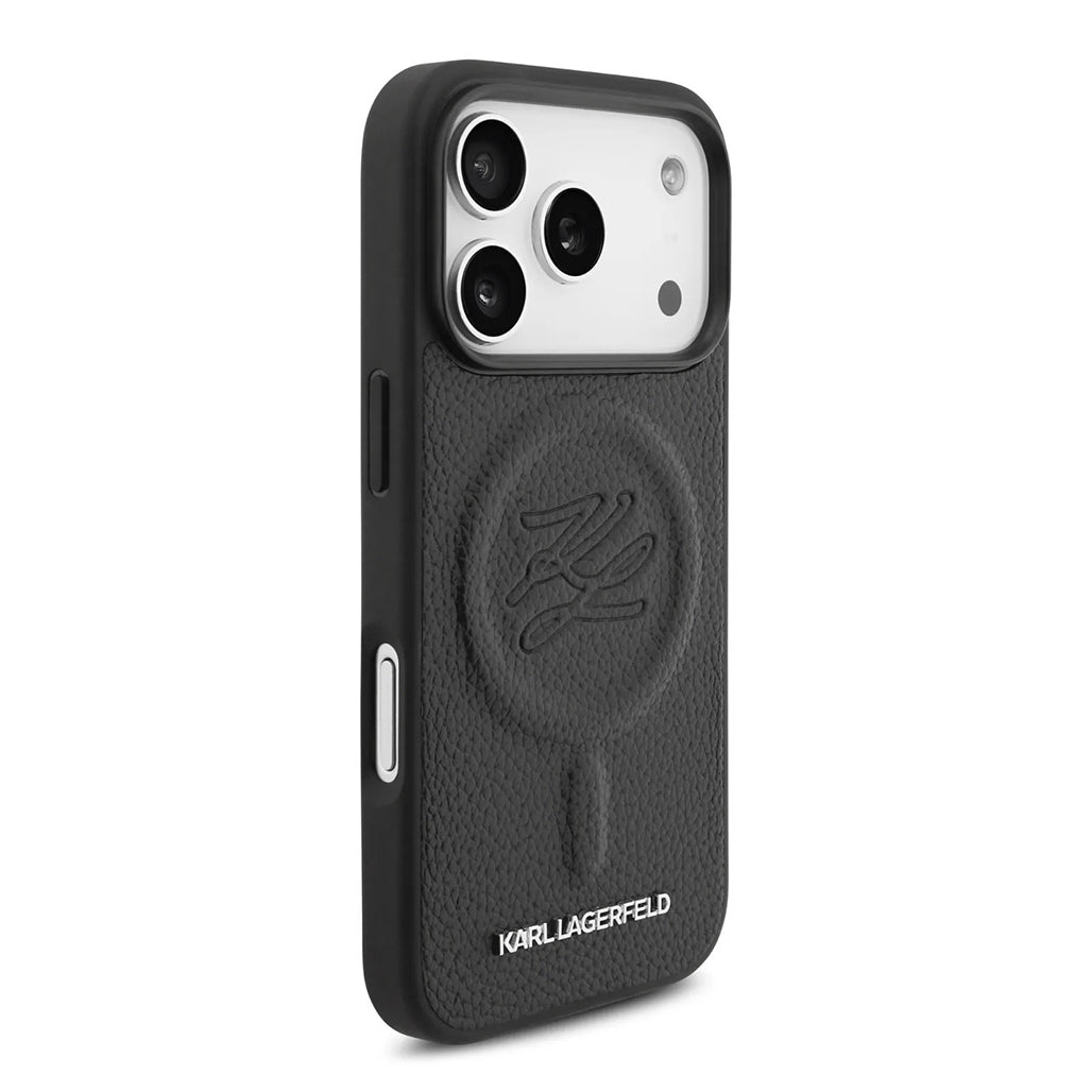 A Photo Of Karl Lagerfeld MagSafe PU Leather Case with Debossed Logo for iPhone 17 Pro