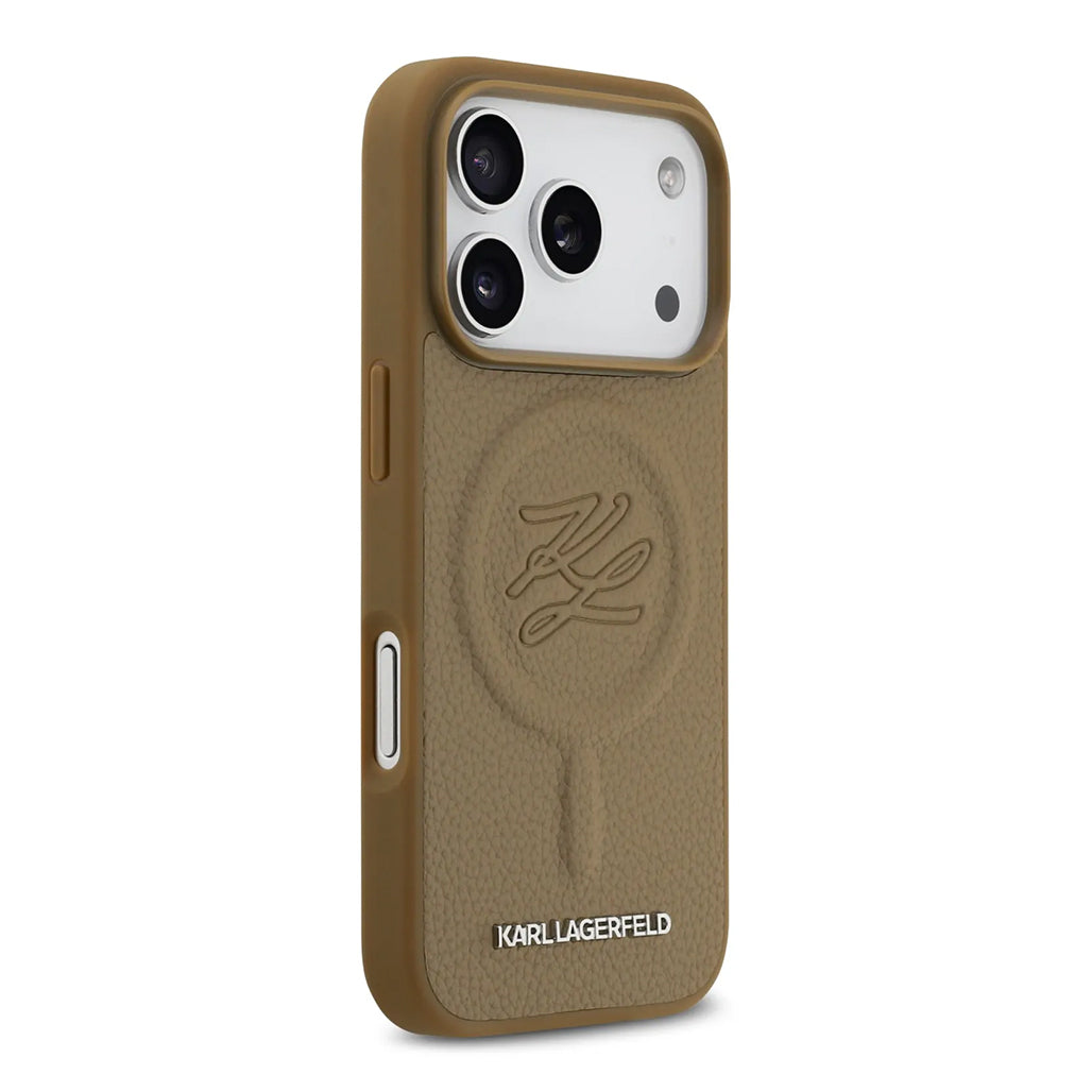 A Photo Of Karl Lagerfeld MagSafe PU Leather Case with Debossed Logo for iPhone 17 Pro Max