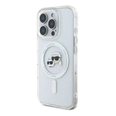 A Photo Of Karl Lagerfeld MagSafe IML Clear Hard Case for iPhone 16 Pro – Stylish Protection with Karl & Choupette Design