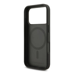 A Photo Of Karl Lagerfeld PU Leather Case with Karl Head Pins for iPhone 17 Pro