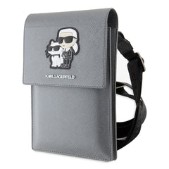 A Photo Of Karl Lagerfeld Saffiano Karl&Choupette Universal Phone Pouch with Strap – Designer Bag with Card Slots for Everyday Use