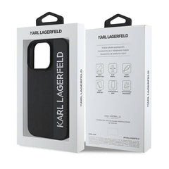 A Photo Of Karl Lagerfeld Saffiano Leather Hard Case for iPhone 16 Pro Max - Premium Protection with Iconic Elongated Logo Design