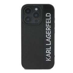 A Photo Of Karl Lagerfeld Saffiano Leather Hard Case for iPhone 16 Pro Max - Premium Protection with Iconic Elongated Logo Design