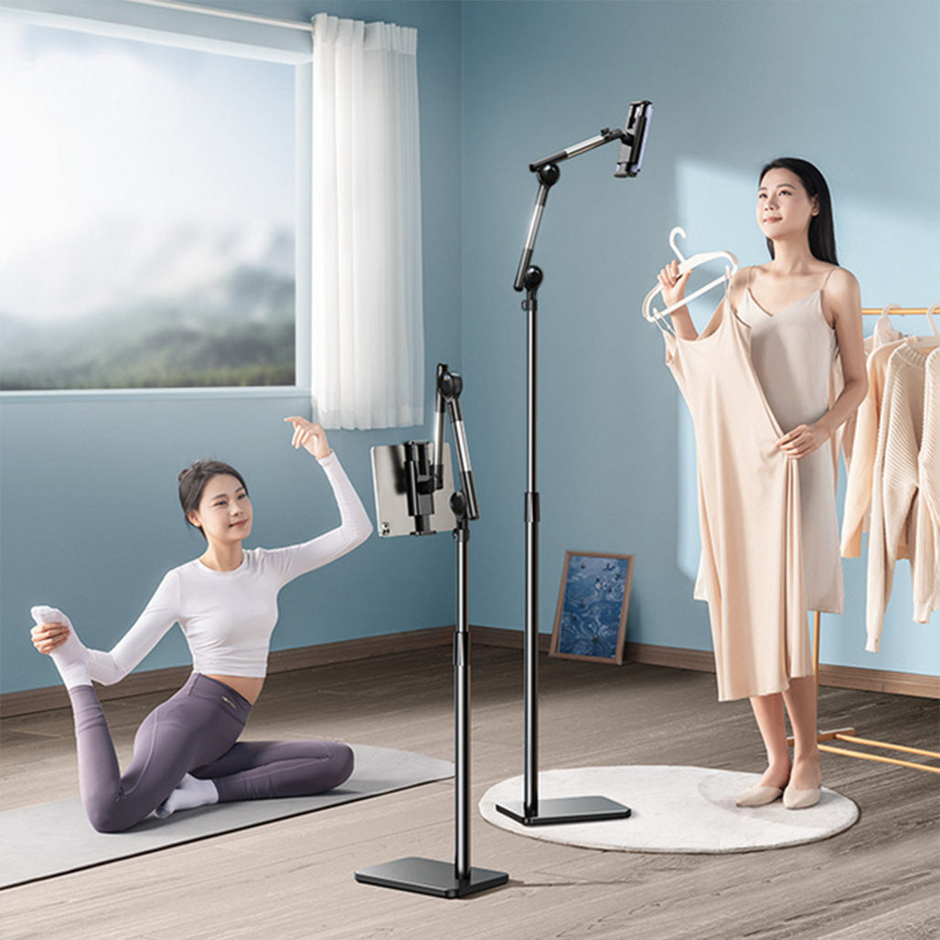 A Photo Of Rtako LD052 140CM Floor-Standing Turbo Self-Locking Lazy Bracket – 360° Adjustable Holder for Smartphones & Tablets