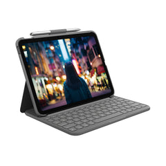 A Photo Of Logitech Slim Folio Bluetooth Keyboard Case for iPad 10th Generation – Oxford Grey (English Layout)
