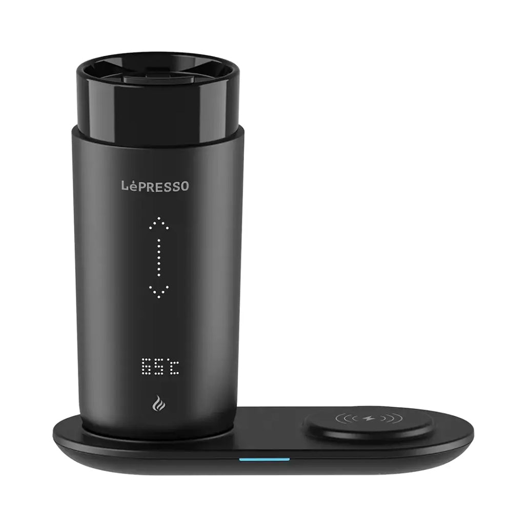 A Photo Of Lepresso Smart Travel Heating Mug – Temperature-Controlled Coffee Mug with Wireless Charging