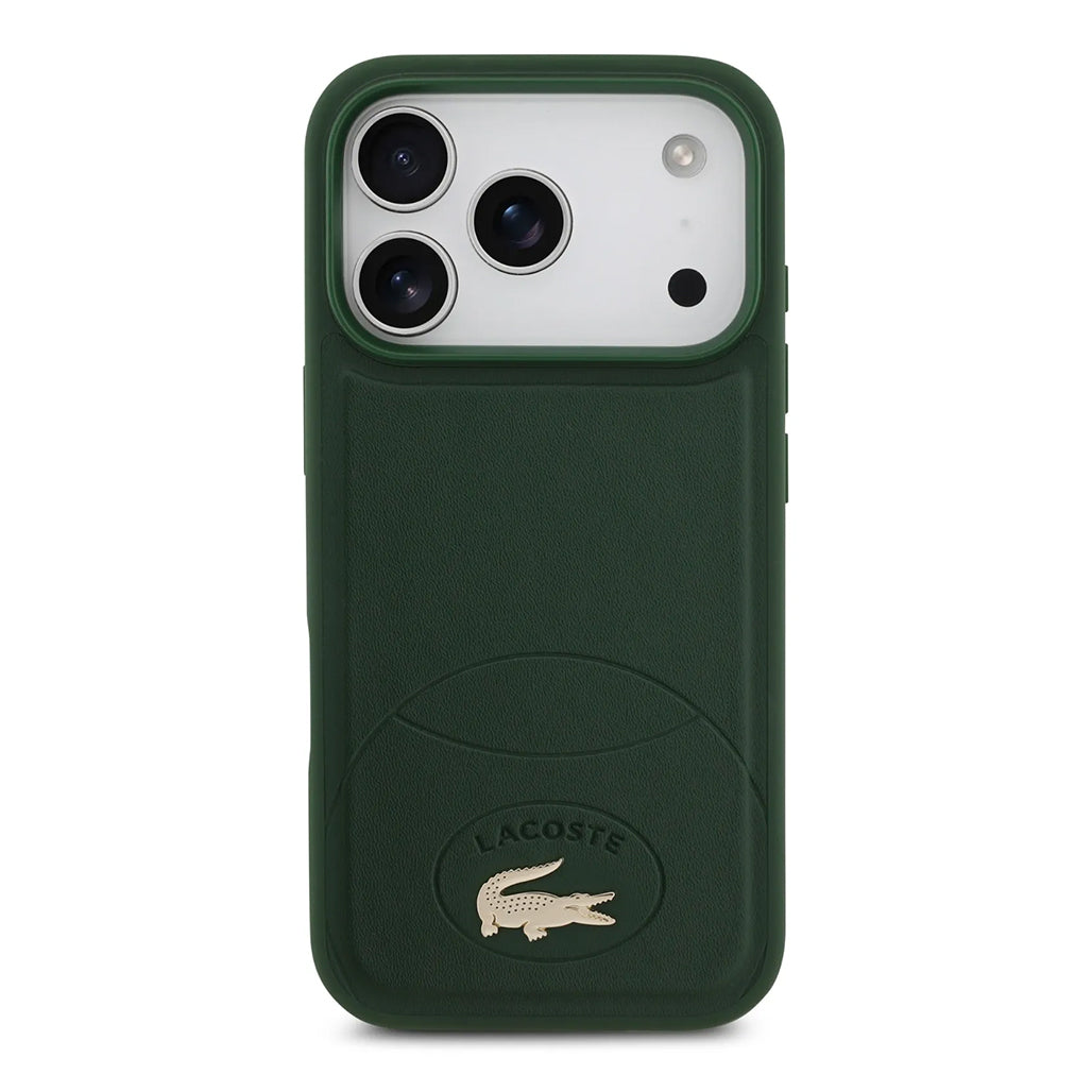 A Photo Of Lacoste MagSafe PU Leather Hard Case with Bliss Design for iPhone 17 Pro
