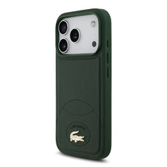 A Photo Of Lacoste MagSafe PU Leather Hard Case with Bliss Design for iPhone 17 Pro