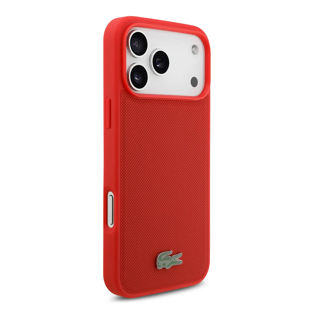 A Photo Of Lacoste MagSafe PU Leather Hard Case with Iconic Petit Piqué Logo for iPhone 17 Pro