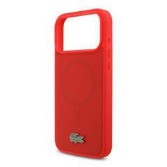 A Photo Of Lacoste MagSafe PU Leather Hard Case with Iconic Petit Piqué Logo for iPhone 17 Pro
