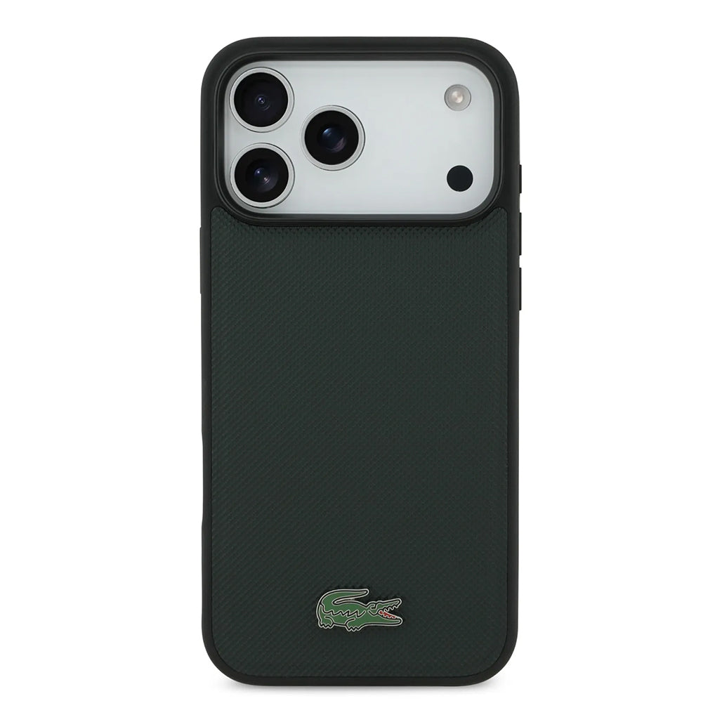 A Photo Of Lacoste MagSafe PU Leather Hard Case with Iconic Petit Piqué Logo for iPhone 17 Pro