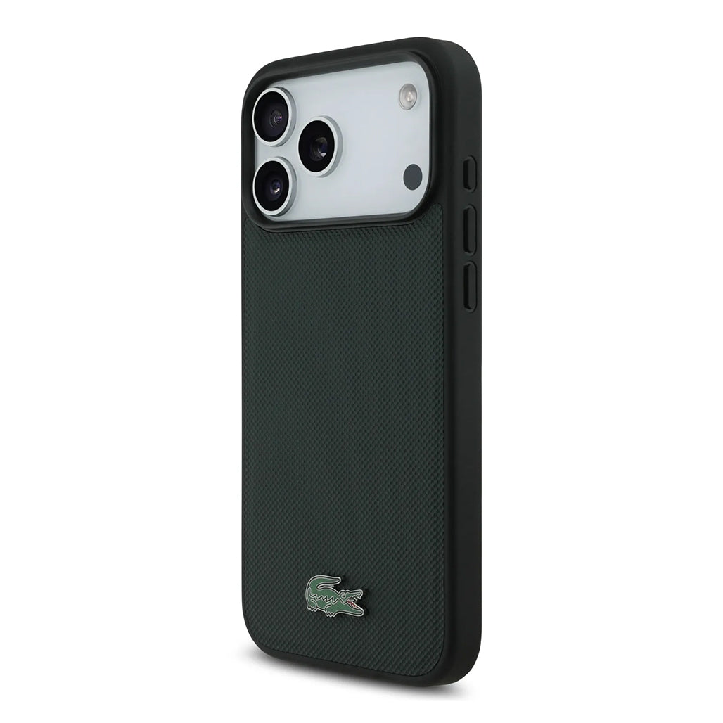 A Photo Of Lacoste MagSafe PU Leather Hard Case with Iconic Petit Piqué Logo for iPhone 17 Pro