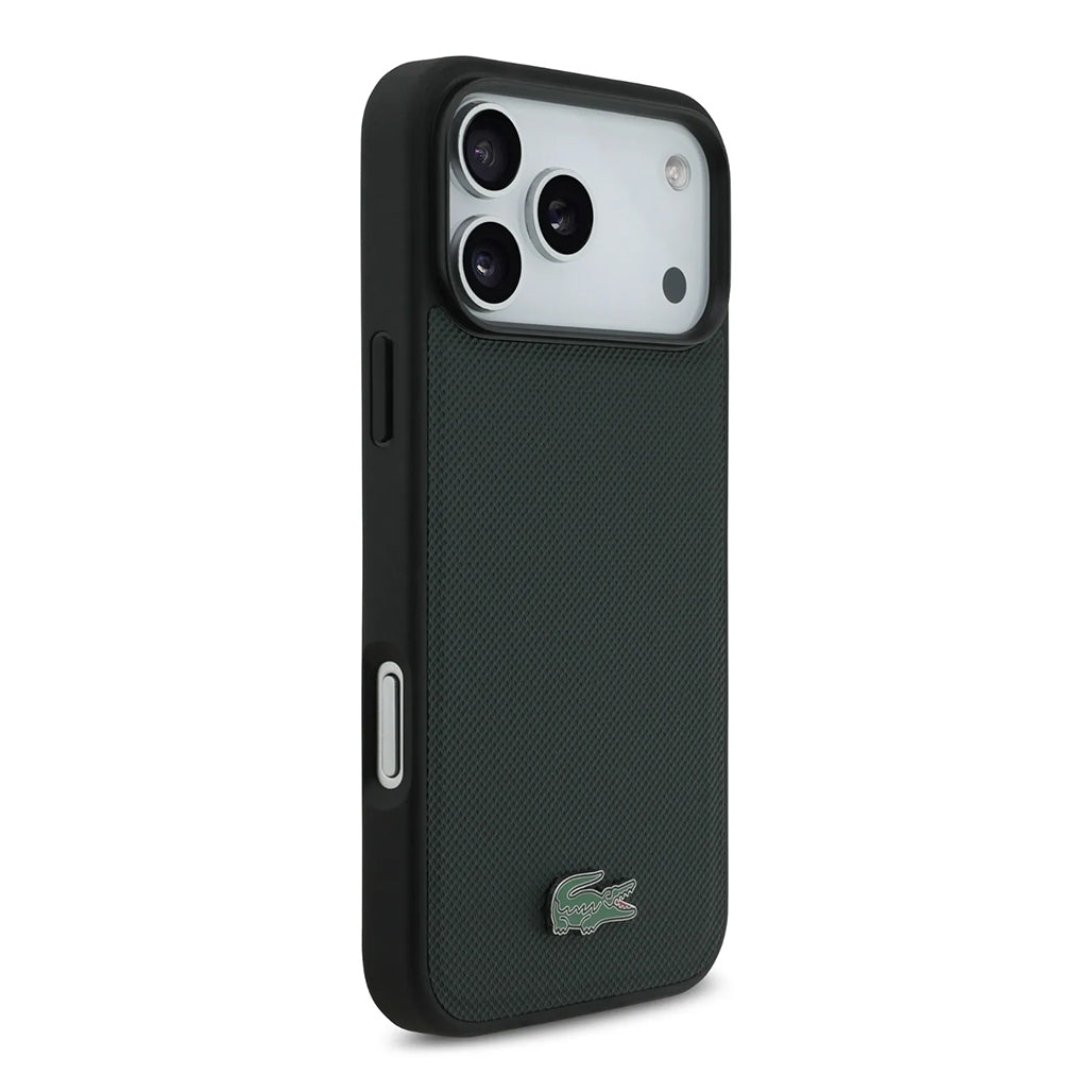 A Photo Of Lacoste MagSafe PU Leather Hard Case with Iconic Petit Piqué Logo for iPhone 17 Pro