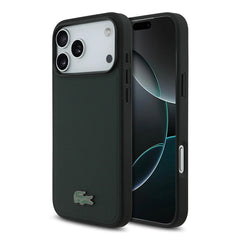 A Photo Of Lacoste MagSafe PU Leather Hard Case with Iconic Petit Piqué Logo for iPhone 17 Pro