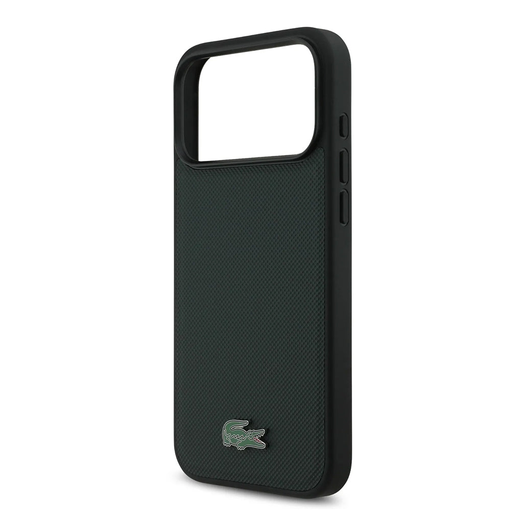 A Photo Of Lacoste MagSafe PU Leather Hard Case with Iconic Petit Piqué Logo for iPhone 17 Pro