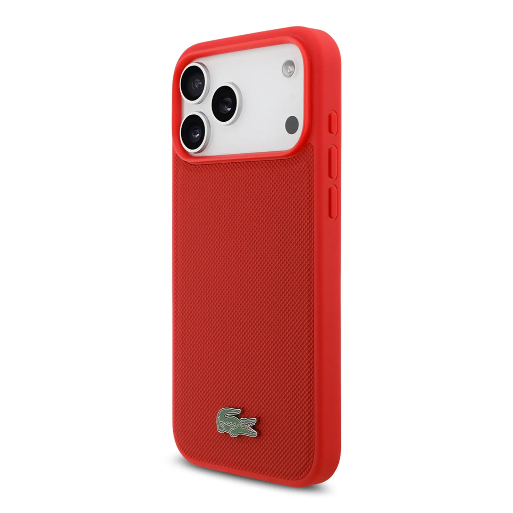 A Photo Of Lacoste MagSafe PU Leather Hard Case with Iconic Petit Piqué Logo for iPhone 17 Pro
