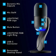 A Photo Of Logitech YETI GX - Dynamic USB Gaming Microphone with LIGHTSYNC RGB - 988-000567
