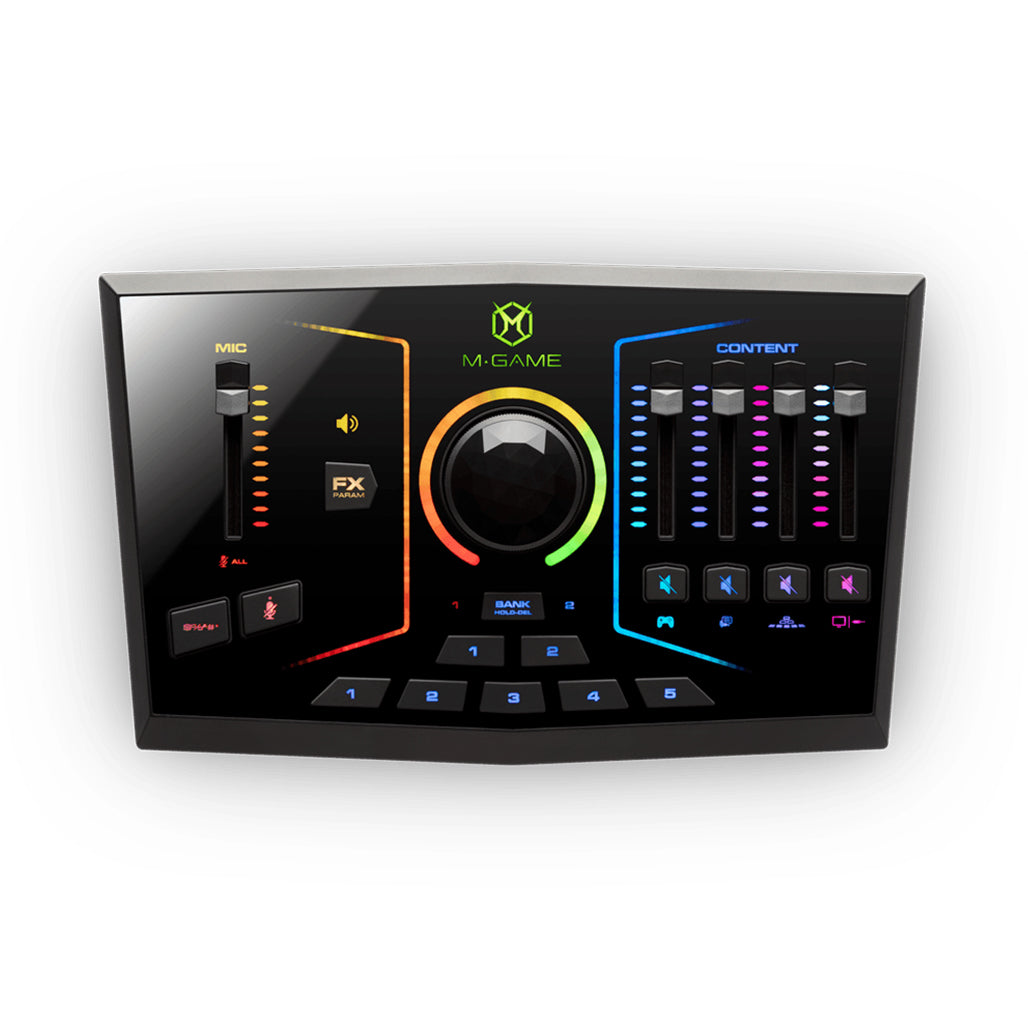 A Photo Of M-Audio - M-Game RGB Dual - Dual USB Streaming Interface with RGB Lighting, Voice FX & Sampler