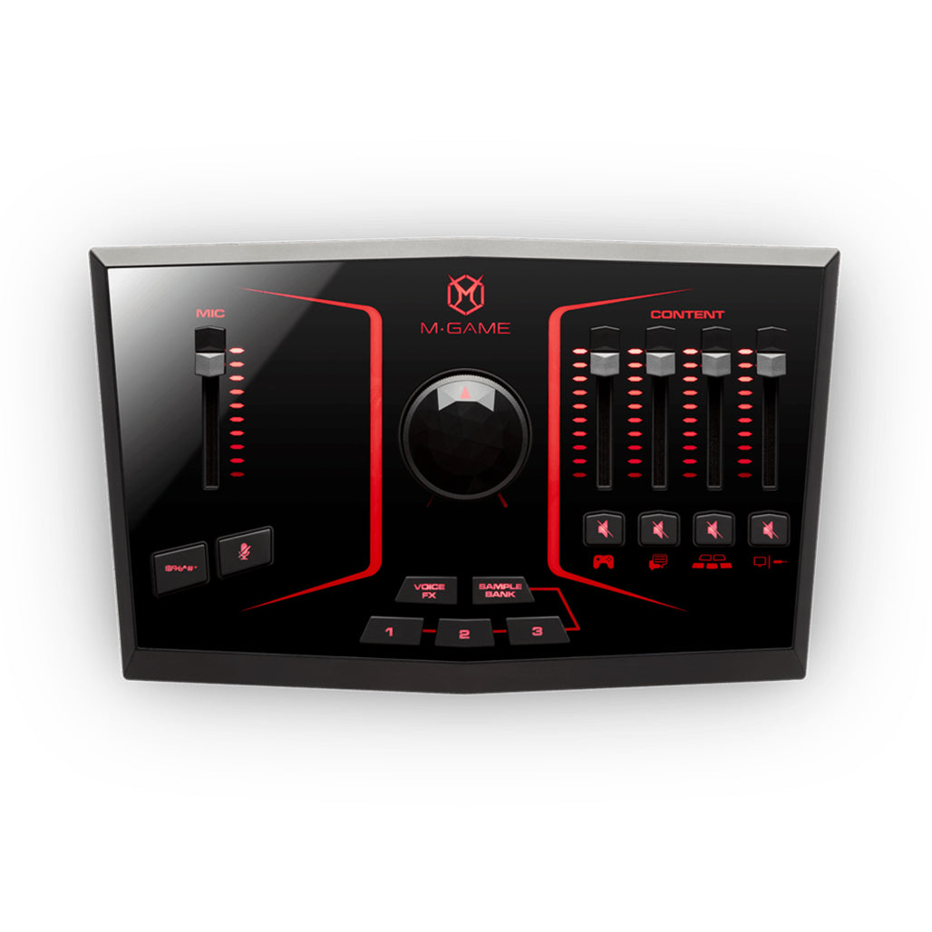 A Photo Of M-Audio - M-Game SOLO - USB Streaming Mixer with LED Lighting, Voice FX & Sampler
