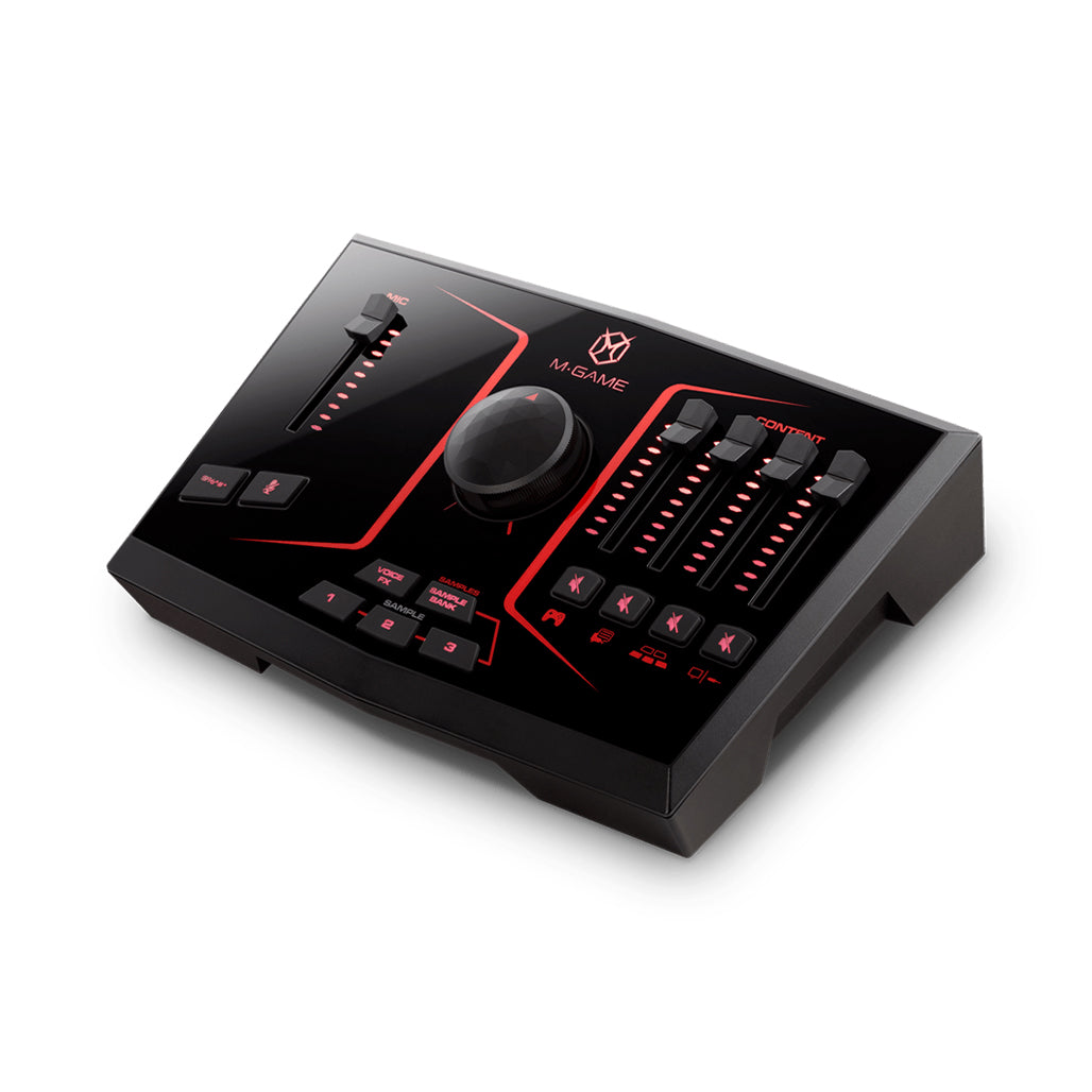 A Photo Of M-Audio - M-Game SOLO - USB Streaming Mixer with LED Lighting, Voice FX & Sampler