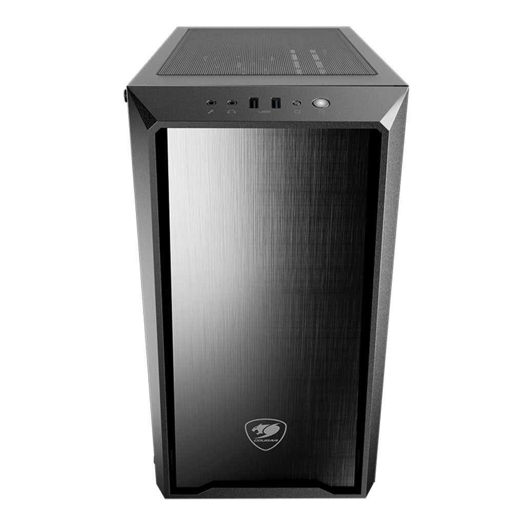 A Photo Of Cougar MG130-G Mini Tower Case – Compact Design with Tempered Glass Side Window, Advanced Cooling & Storage Options