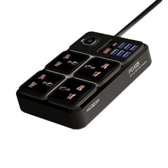 A Photo Of Moxom MX-ST17 EU 2 Meter Power Strip | 7 USB + 1 PD 20W, 2500W Max Outlets, 12-in-1 Multi-Function Power Hub