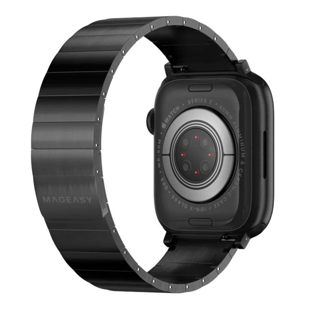 A Photo Of Mageasy Maestro M Magnetic Stainless Steel Band for Apple Watch 38mm/40mm/41mm - Elegant Black Chain Strap