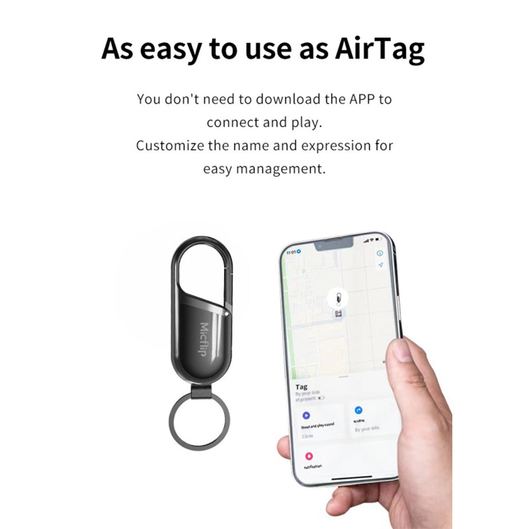 A Photo Of MicFlip Apple FindMy Certificated, Global Positioning IP65 Waterproof Keychain