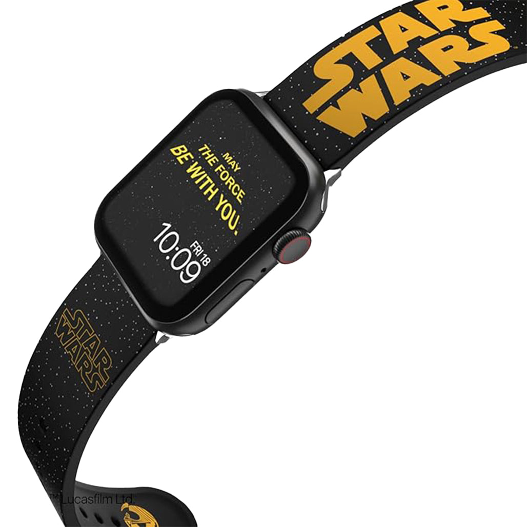 A Photo Of MobyFox Star Wars Galactic Smartwatch Band – Compatible with Apple Watch Series 1–9, Ultra, SE & Android Watches – Silicone Strap with Exclusive Watch Faces