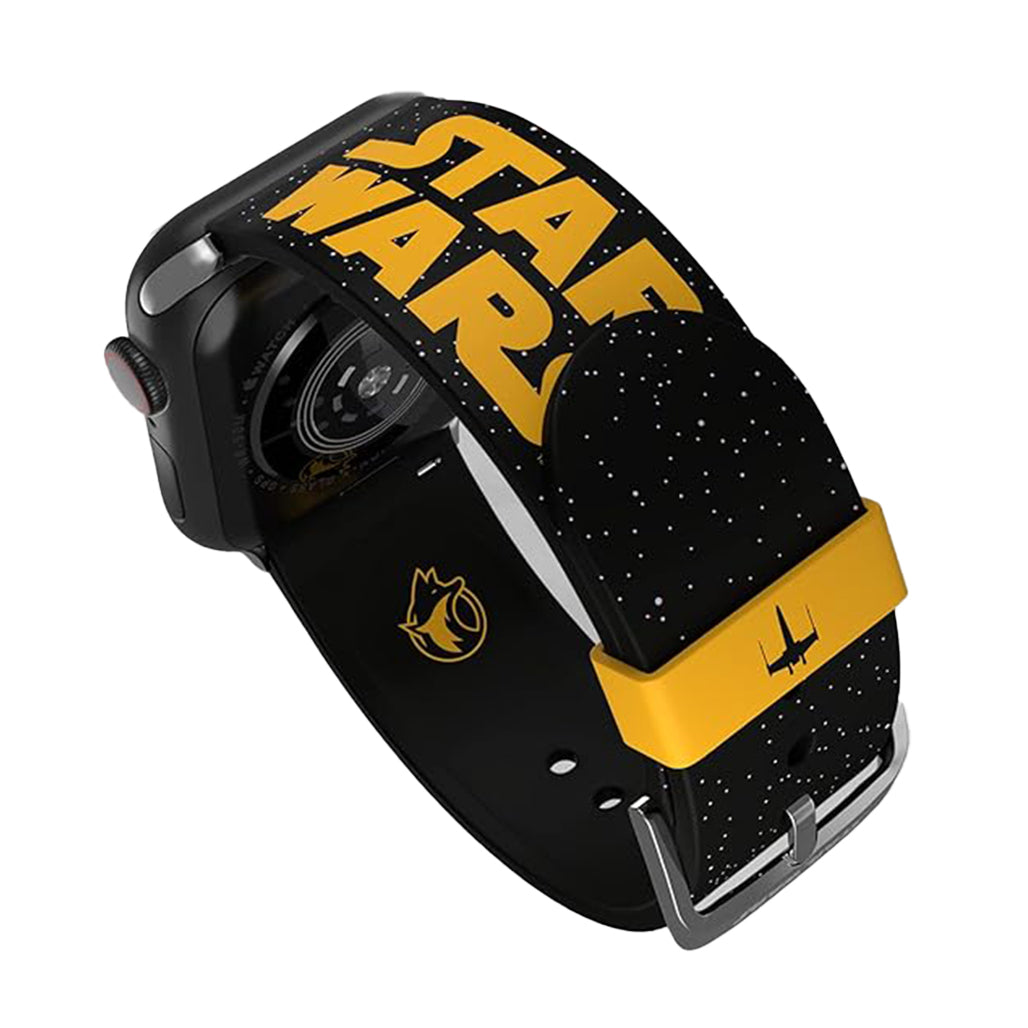 A Photo Of MobyFox Star Wars Galactic Smartwatch Band – Compatible with Apple Watch Series 1–9, Ultra, SE & Android Watches – Silicone Strap with Exclusive Watch Faces