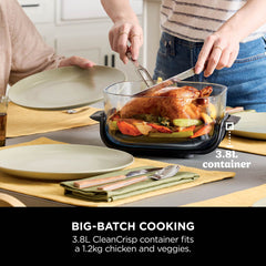A Photo Of Ninja Crispi 4 in 1 Portable Glass Air Fryer 3.8L 1700w - Cyber Space