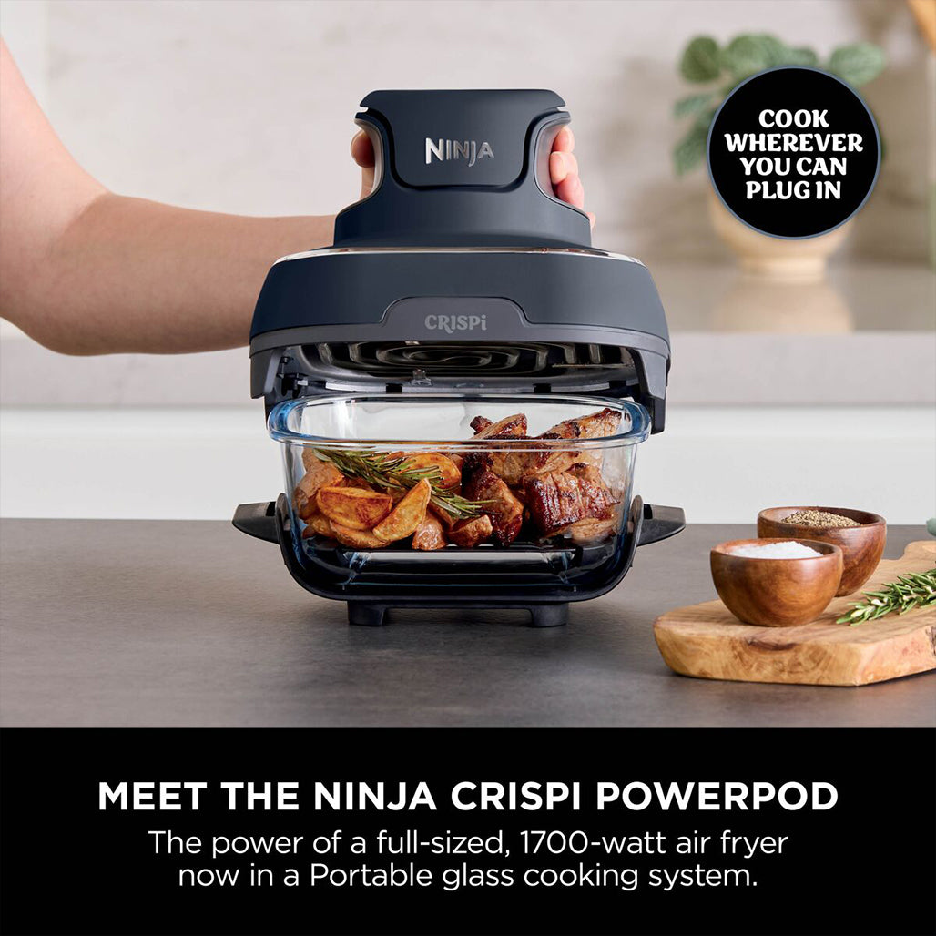 A Photo Of Ninja Crispi 4 in 1 Portable Glass Air Fryer 3.8L 1700w - Cyber Space