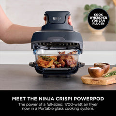 A Photo Of Ninja Crispi 4 in 1 Portable Glass Air Fryer 3.8L 1700w - Cyber Space