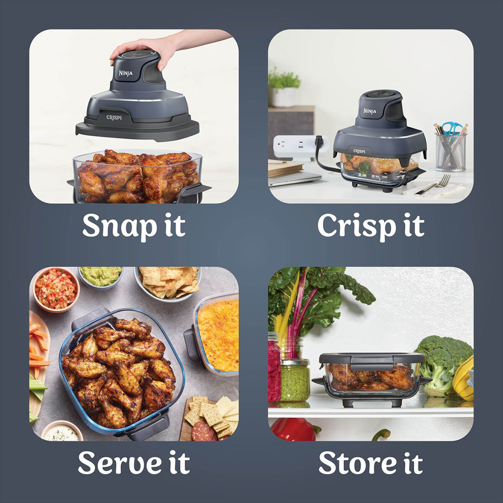 A Photo Of Ninja Crispi 4 in 1 Portable Glass Air Fryer 3.8L 1700w - Cyber Space