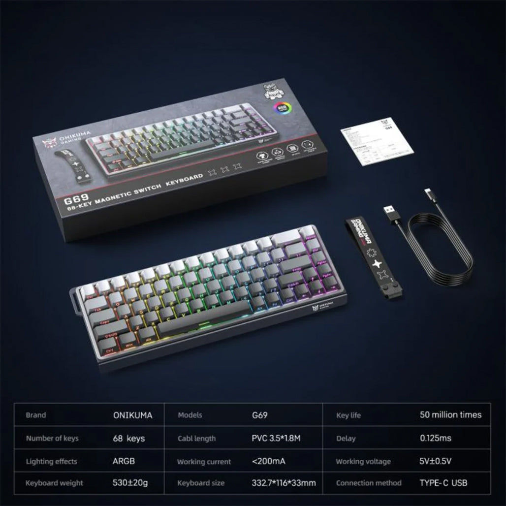 A Photo Of Onikuma G69 68-Key - RGB Magnetic Switch Gaming Keyboard