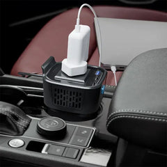 A Photo Of Powerology 150W Inverter AC Universal USB A 2type-C DC Car 12V10A - Black