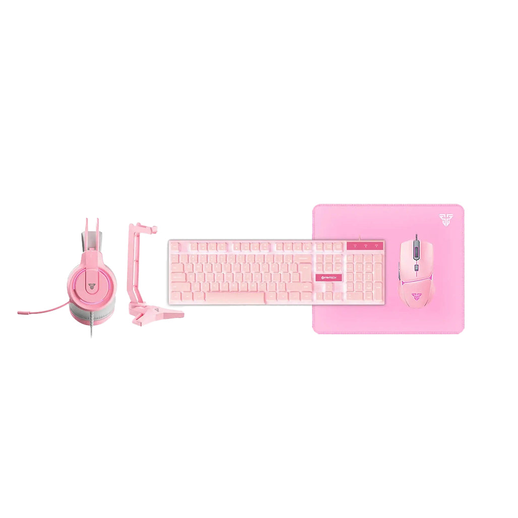 A Photo Of Fantech P51 Gaming Set 5-in-1: Mouse, Keyboard, Headset, Stand, and Mousepad