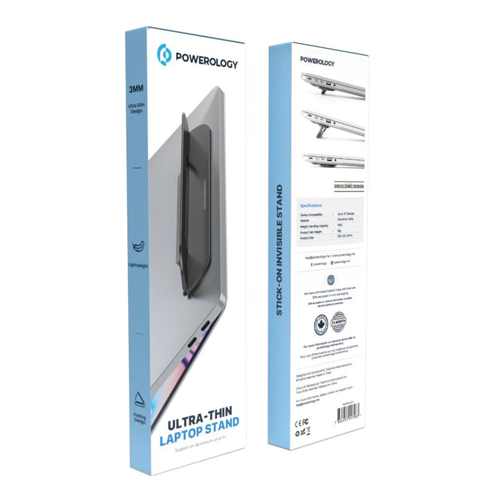 A Photo Of Powerology Ultra-Thin Aluminum Laptop Stand – 3mm Foldable, Lightweight & Portable for 15” Devices