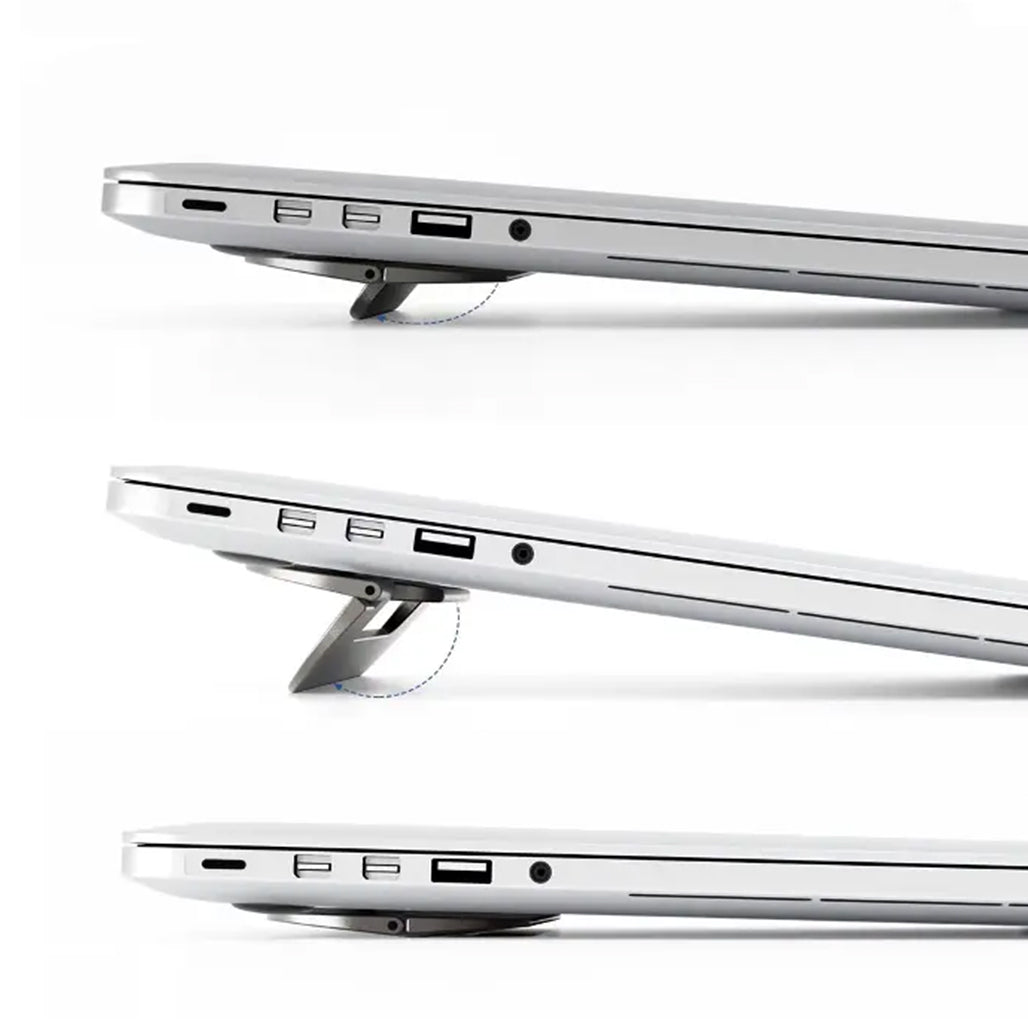 A Photo Of Powerology Ultra-Thin Aluminum Laptop Stand – 3mm Foldable, Lightweight & Portable for 15” Devices