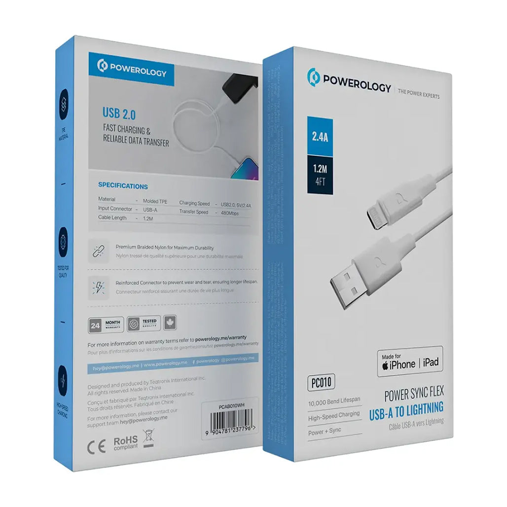 A Photo Of Powerology Power Sync Flex USB-A to Lightning Cable