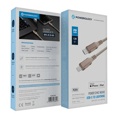 A Photo Of Powerology Power Sync Weave USB-C to Lightning PD 30W