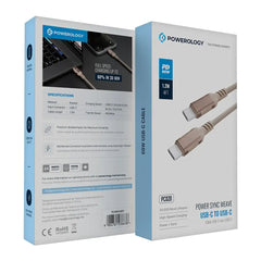 A Photo Of Powerology Power Sync Weave USB-C to USB-C PD 60W