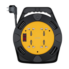 A Photo Of Porodo 4AC Extension Cable Reel with UK Plug (10m Wire) - Black